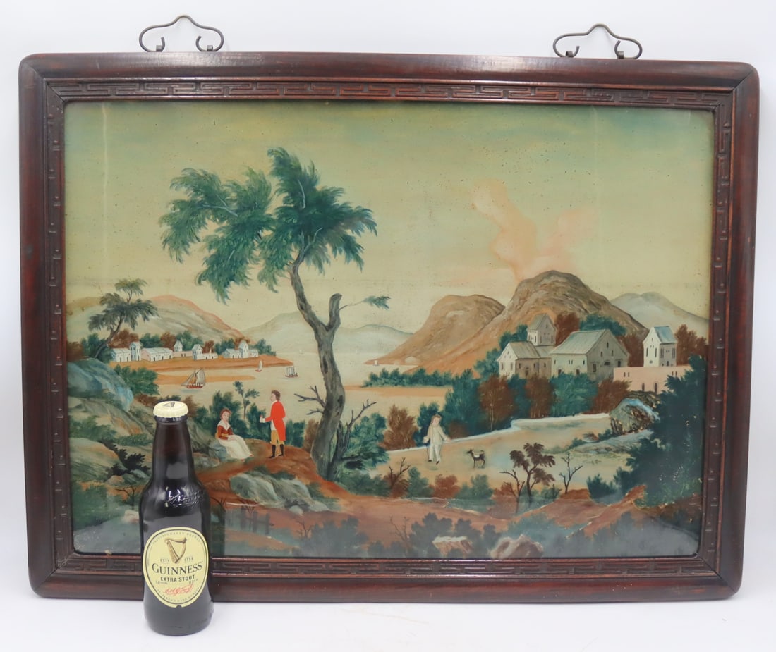 Chinese Export Reverse Painted Landscape Scene. - 2