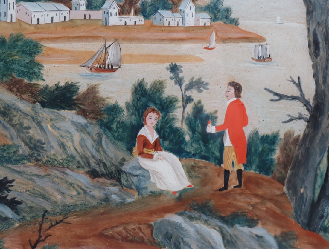 Chinese Export Reverse Painted Landscape Scene. - 4