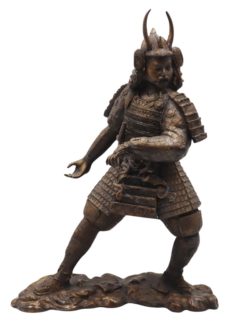 Japanese Bronze Sengoku Warrior.: From an E 72nd St, Manhattan estate. Dimensions: bronze measures approx. 19" high.