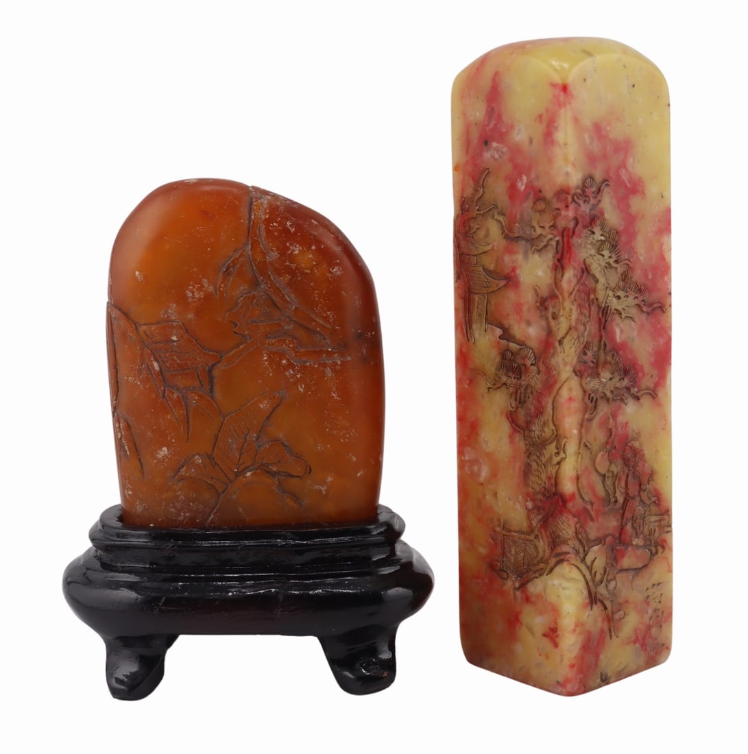(2) Chinese Soapstone Seals. (1 of 14)