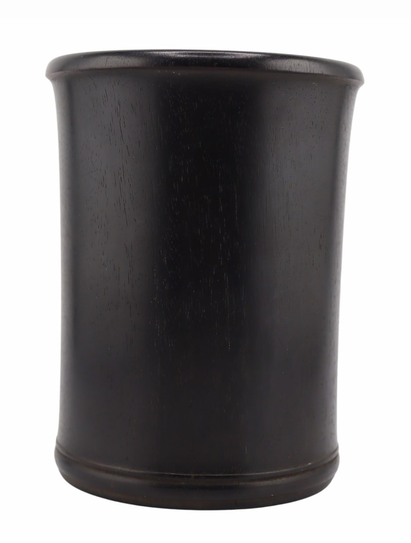 Chinese Hardwood Brush Pot.: Chinese hardwood brush pot. Total approx. weight of the brush pot is 281.3 grams (gross). From a Great Neck, NY estate. Dimensions: brush pot measures approx. 3.5" in diameter x 4.5" h.