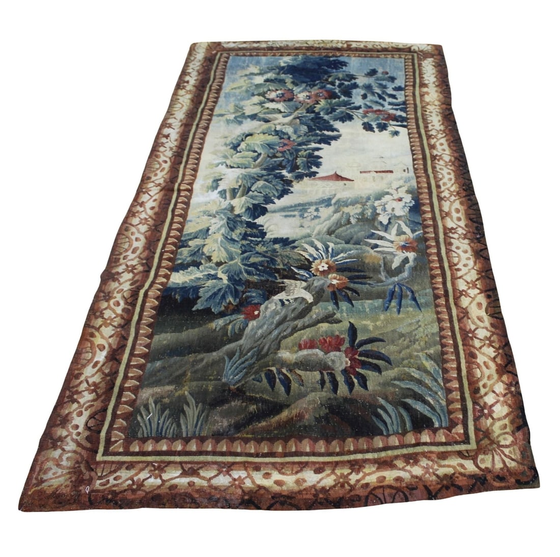 Antique 18th / 19th Century Hand Made Tapestry.: From a Rye, NY estate. - Dimensions: 8ft 8" x 4ft 2"