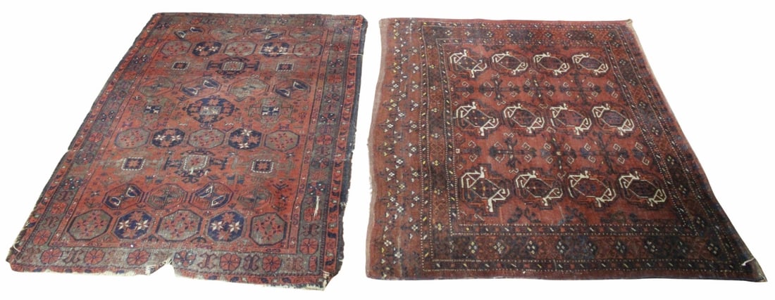 2 Antique & Finely Hand Knotted Area Carpets.: Both Bokhara style. From an East 79th St NYC estate. - Dimensions: 5ft 3" x 3ft 3" &