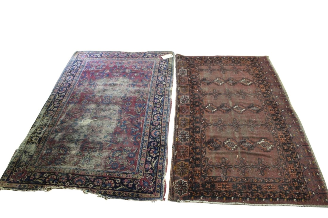 3 Antique & Finely Hand Knotted Style Carpets.: From an East 79th St NYC estate. Dimensions: 5ft 9" x 3ft 3", 6ft x 3ft 9" & 4ft x 3ft.