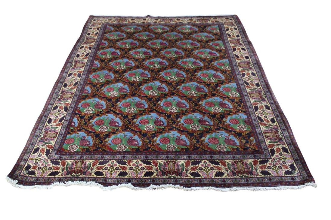 Vintage & Finely Hand Knotted Bidjar Carpet.: Nice carpet, looks to have been cleaned and restored. Great pattern and colors all over. From a Bedford Hills, NY estate. - Dimensions: 11ft x 8ft 2".