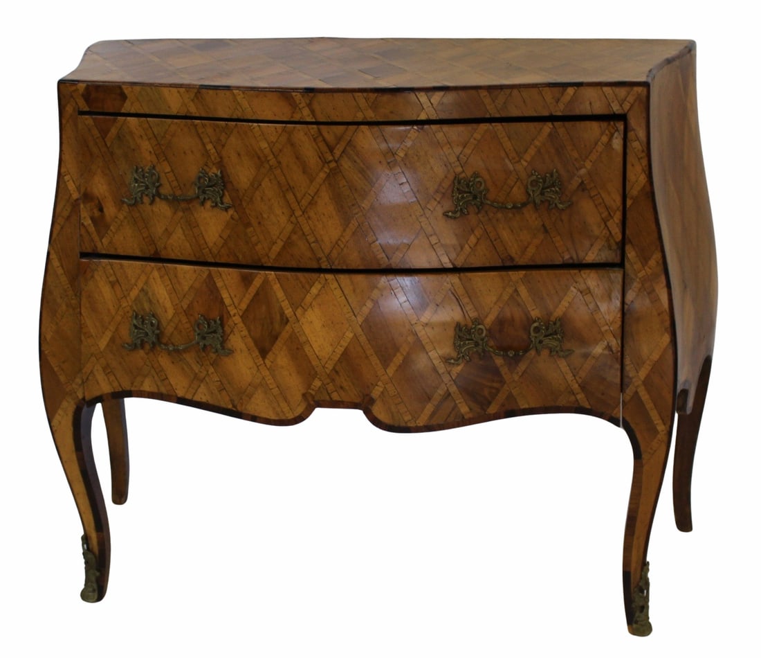 Vintage Italian 2 Drawer Parquetry Inlaid Commode (1 of 7)