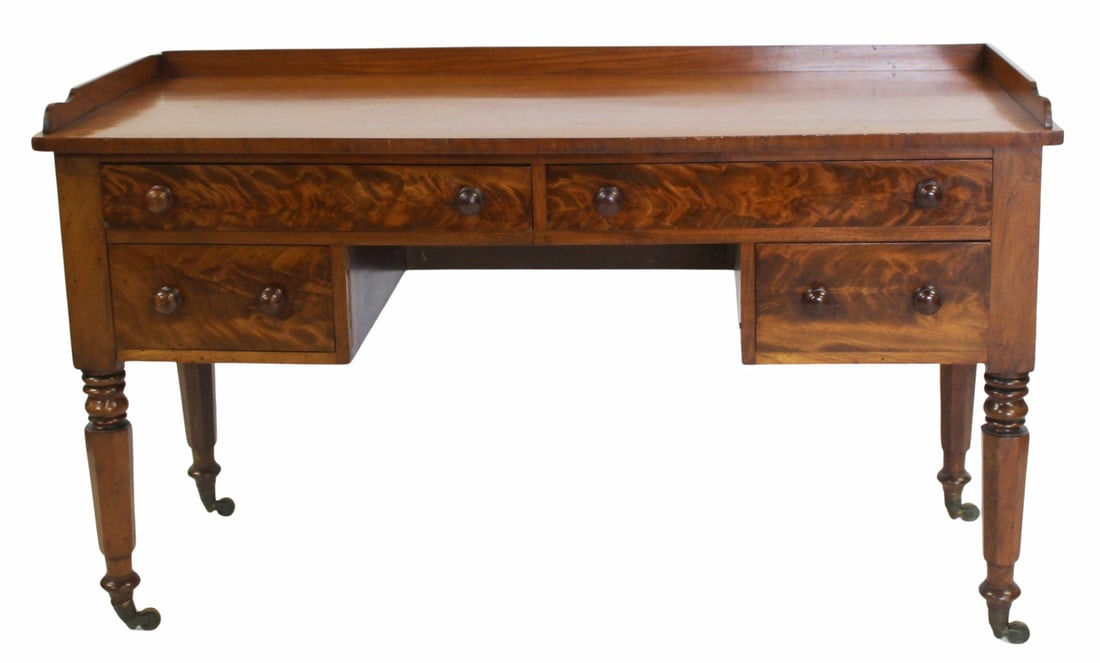 W.H. Saunders Labeled Victorian Mahogany Desk. (1 of 6)