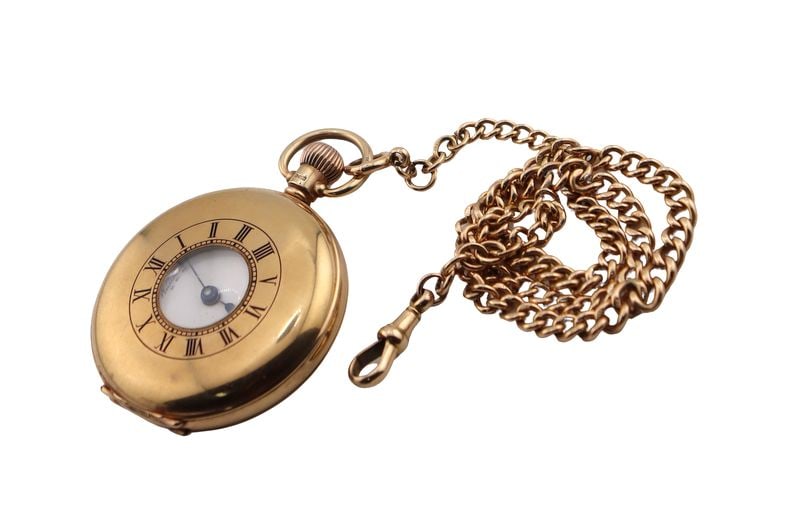 JEWELRY. Walthem English 9ct Gold Half Hunter (1 of 13)