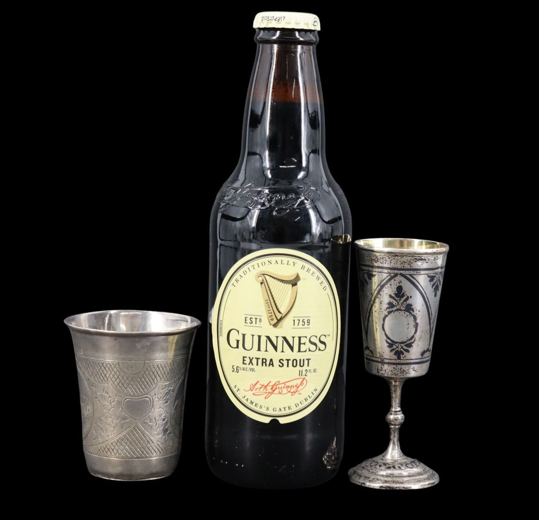 SILVER. (3) Assorted Russian Silver Cups. - 16