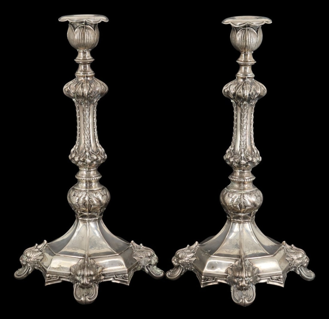 JUDAICA. Austro-Hungarian Shabbat Candlesticks. (1 of 14)