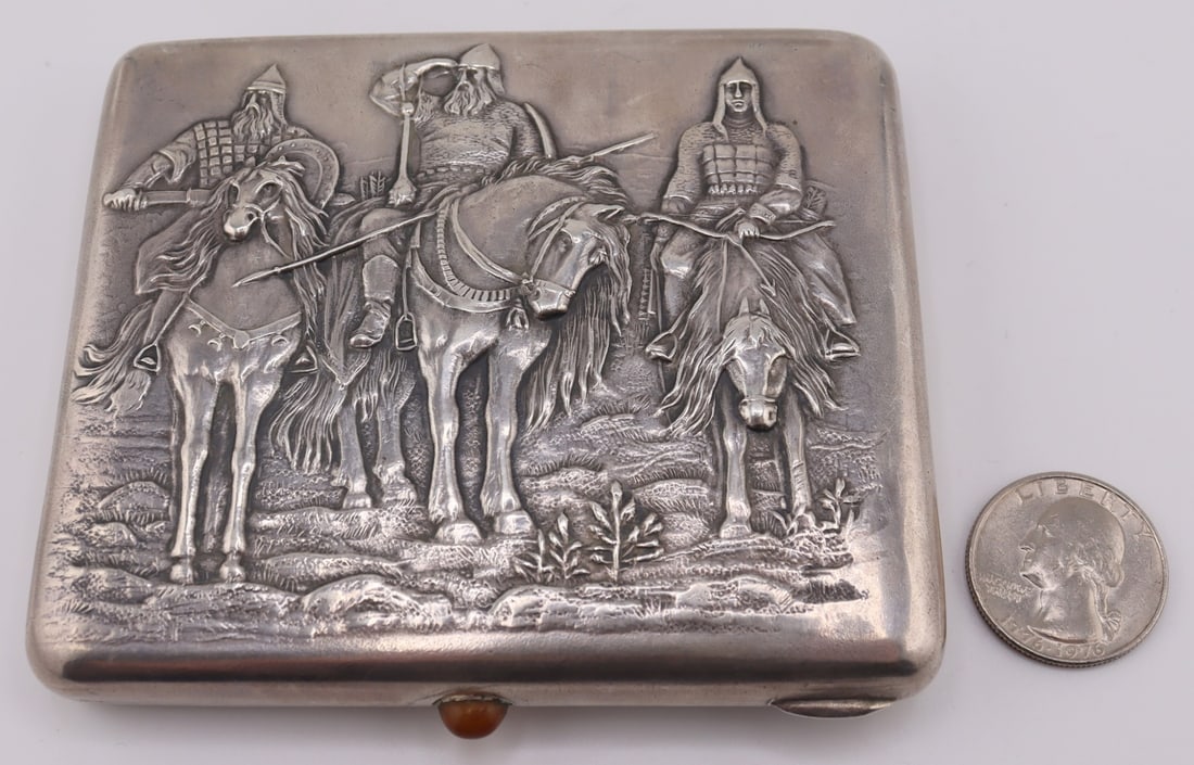 SILVER. Russian Silver "Three Heroes" Case. - 2