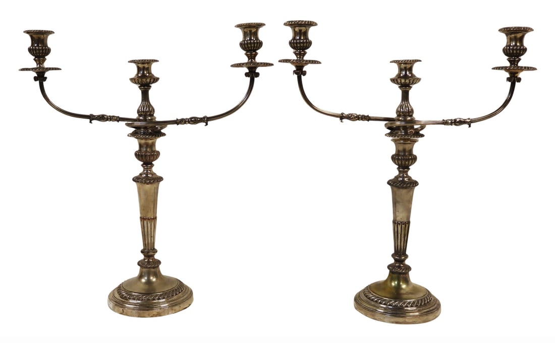 SILVERPLATE. Pr of Large Silverplate Candelabra. (1 of 10)