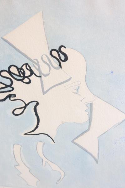 BRAQUE, Georges. Woodcut. Profile of a Woman.: From Guillaume Apollinaire: Si je mourais là-bas. Pencil signed lower right. Numbered 4/20 lower left. Georges Braque, French, 1882-1963. From a Greenwich, CT home. Dimensions: 16.75" high x 12.25" w