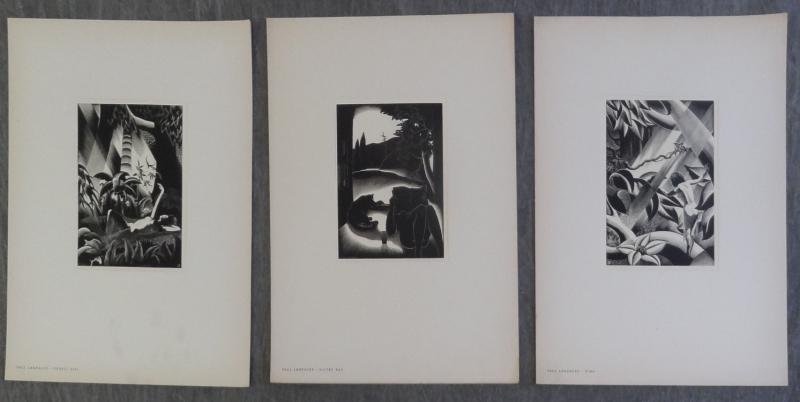 LANDACRE, Paul. 3 Woodblock Prints. "Sultry Day,": "Forest Girl" and "Rima." Published by the American Artist Group, signed in the plates only. All with full margin and original American Artist Group sleeves. "Sultry Day" - signed and dated 1937 in th
