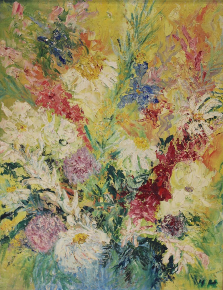 ILLEGIBLY Signed Oil On Board Still Life. (1 of 5)