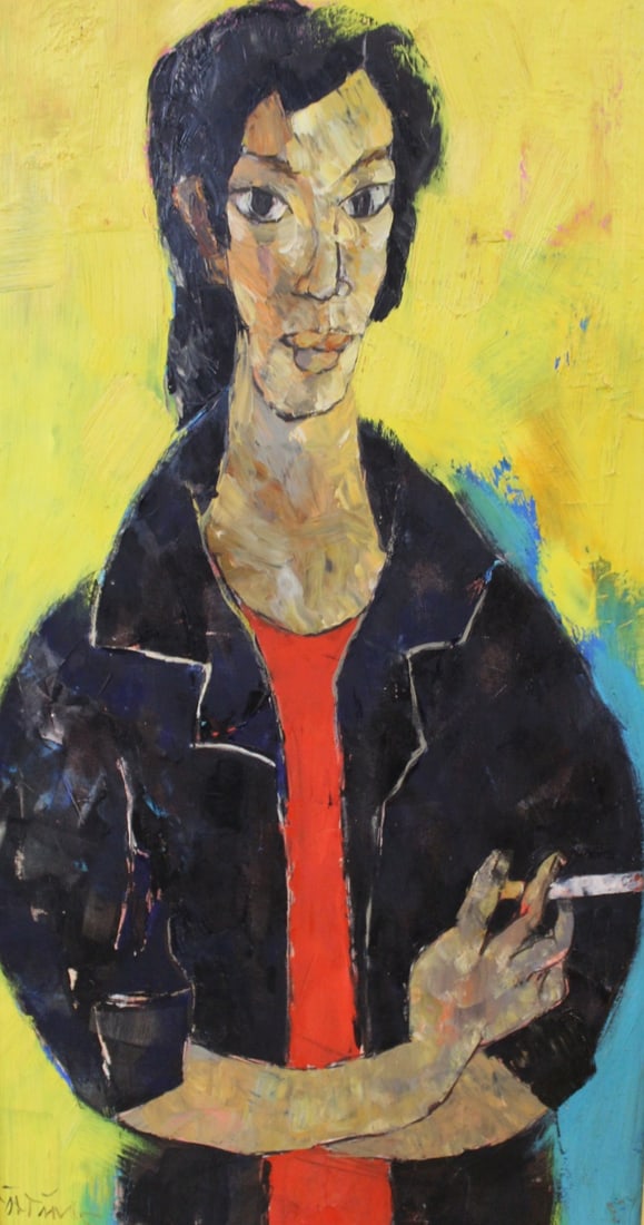 ILLEGIBLY Signed Oil On Canvas Portrait (1 of 4)