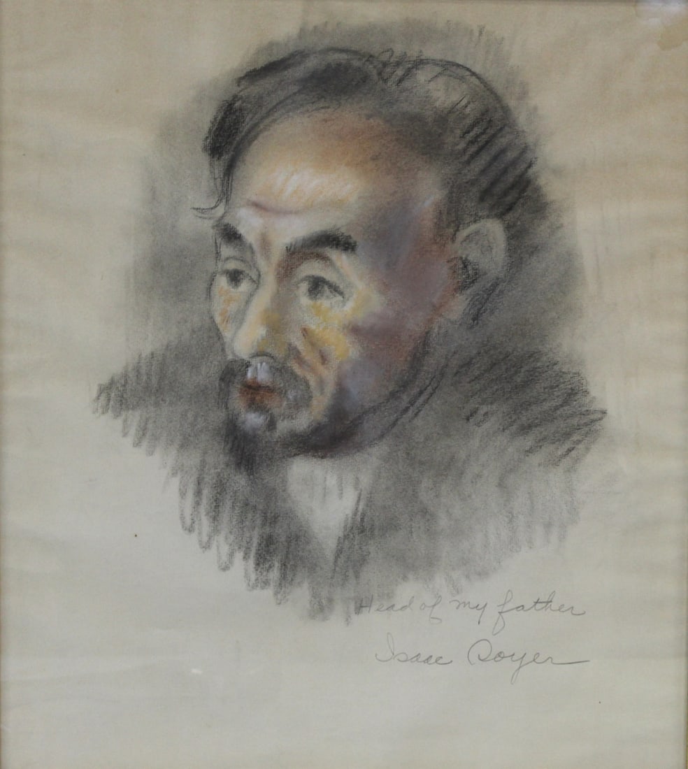 ISAAC SOYER Pastel Portrait.: "Head of my father". Pastel, signed, titled and glazed. From a Larchmont NY estate. - Dimensions: 19.25" x 17" & Framed 23.5" x 21.5"