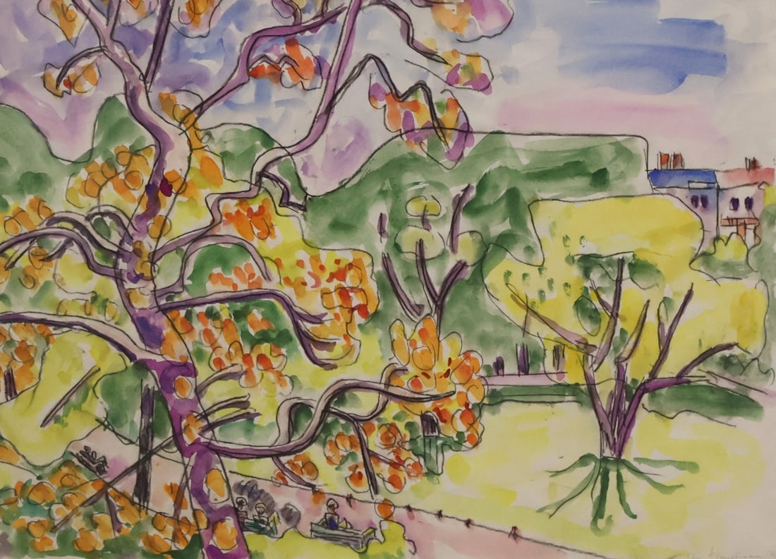 Illegibly Signed Framed Watercolor. (1 of 4)