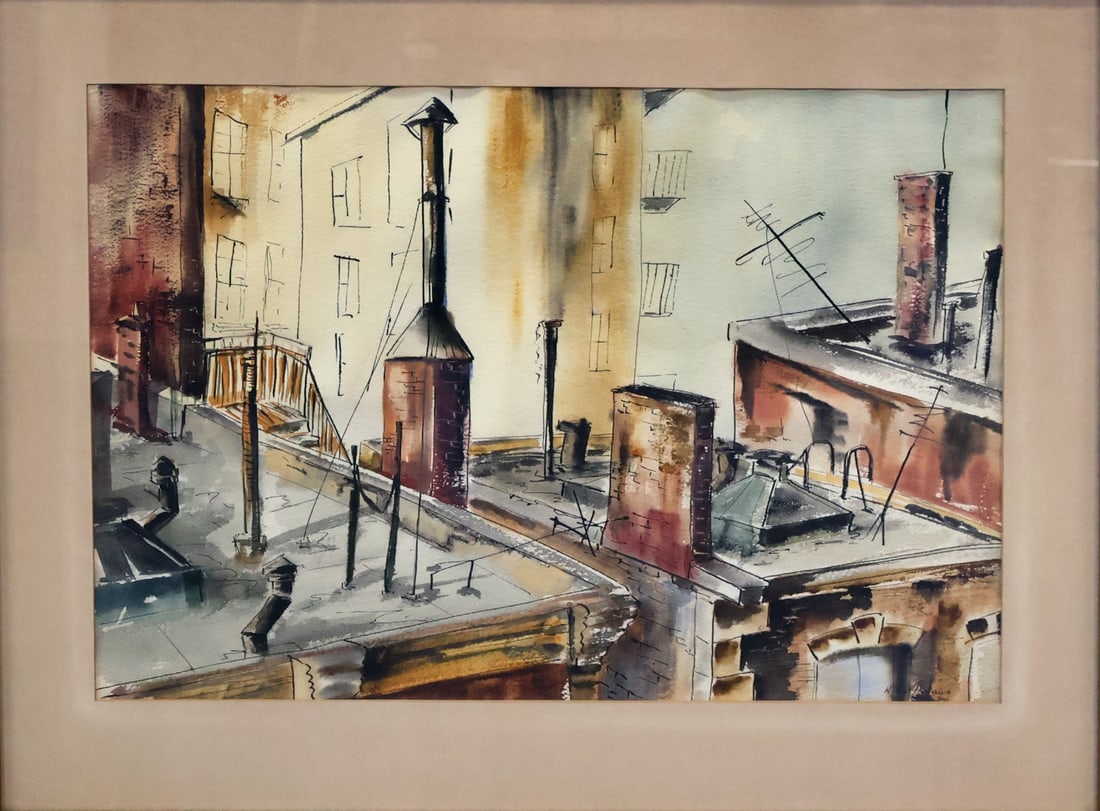 Illegibly Signed Watercolor. (1 of 4)