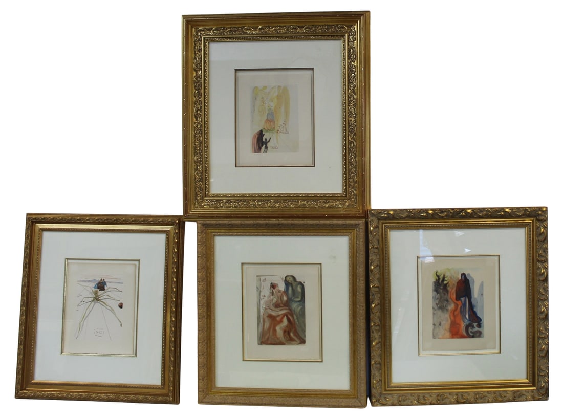 SALVADOR DALI Lot Of 4 Framed Signed Prints: From a Rye NY estate. - Dimensions: 13" x 10.25" & Framed 28" x 25"