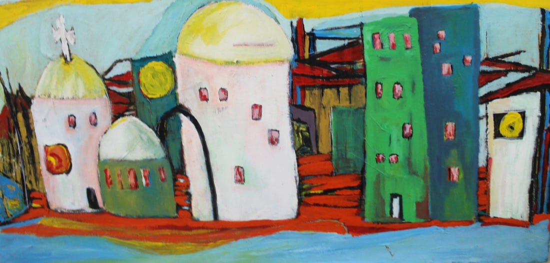 Signed Oil On Board.: "Roma Basillica". Signed oil on board. From a Mamaroneck NY estate. - Dimensions: 16" x 34" & Framed 24" x 41"