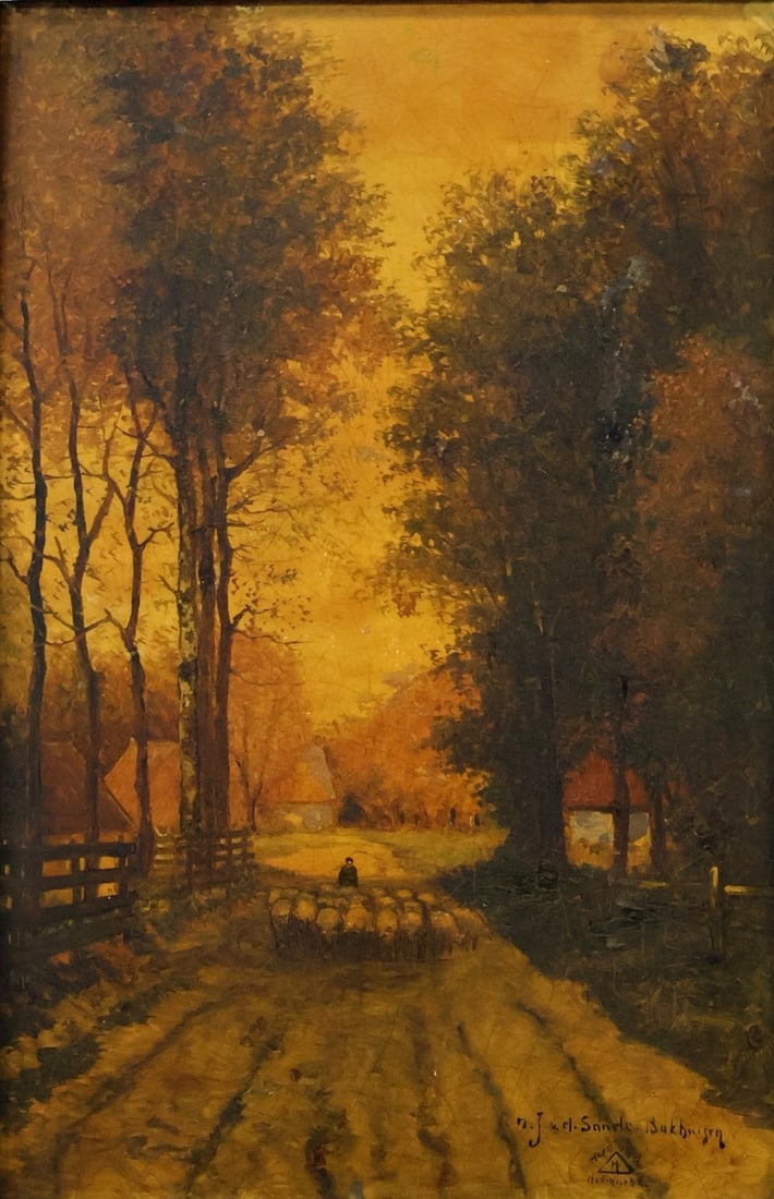 J van de Sande Bakhuyzen ? Oil On Board, Signed. (1 of 4)