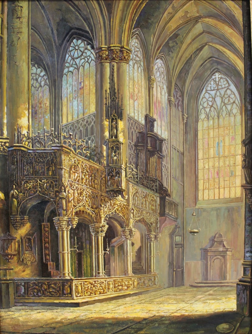 UNSIGNED Framed Oil On Canvas (1 of 4)