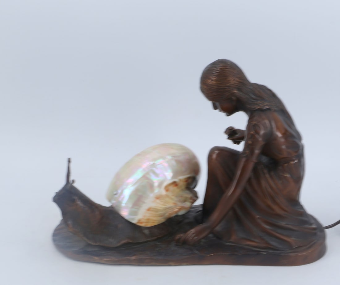 UNSIGNED Bronze Figural Snail Lamp - 6