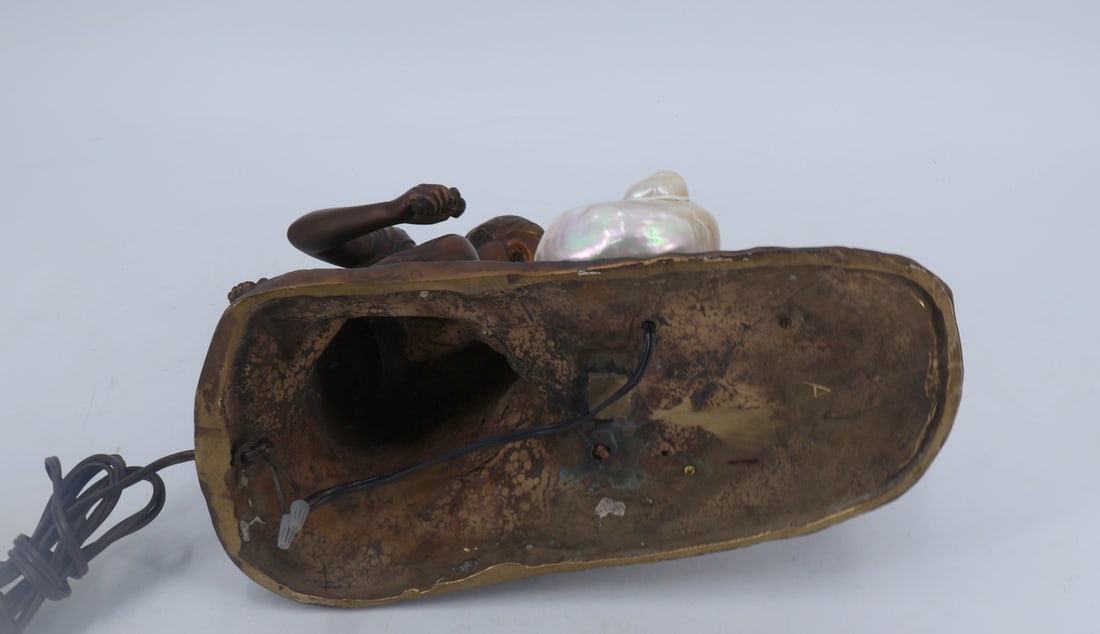 UNSIGNED Bronze Figural Snail Lamp - 8