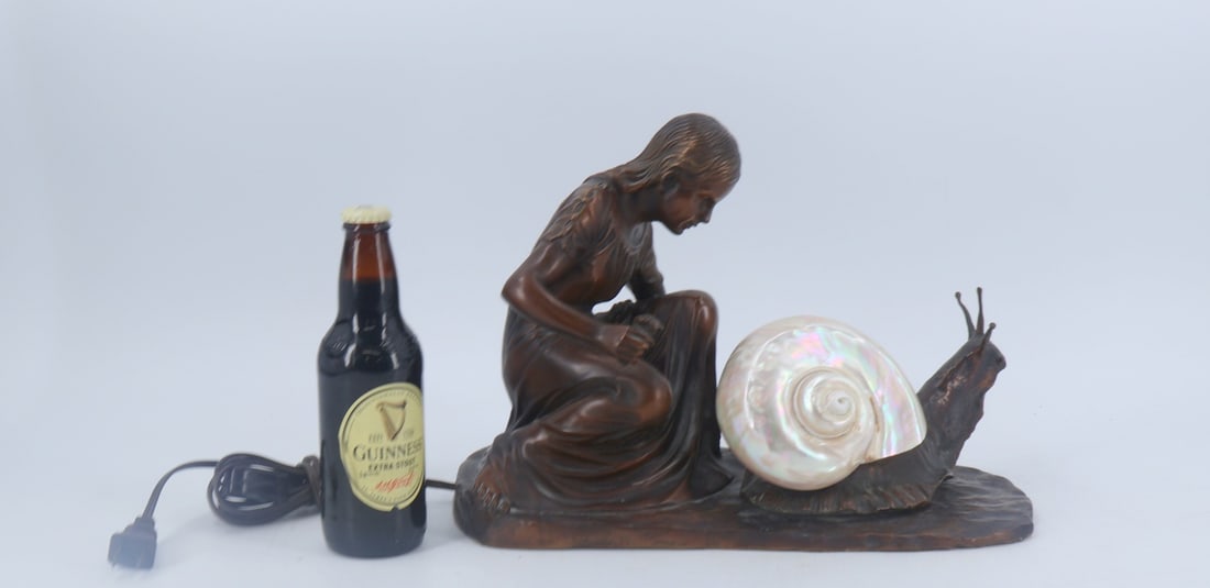 UNSIGNED Bronze Figural Snail Lamp - 9