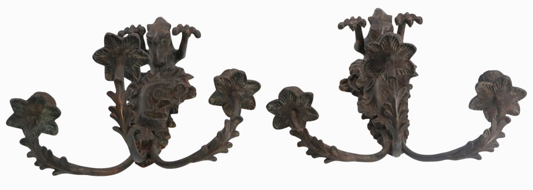 Bradley & Hubbard Pair of Bronze Griffin Sconces. (1 of 8)