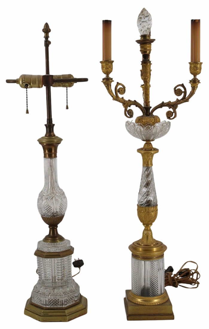 Two Glass & Bronze Neoclassical Style Lamps. (1 of 8)
