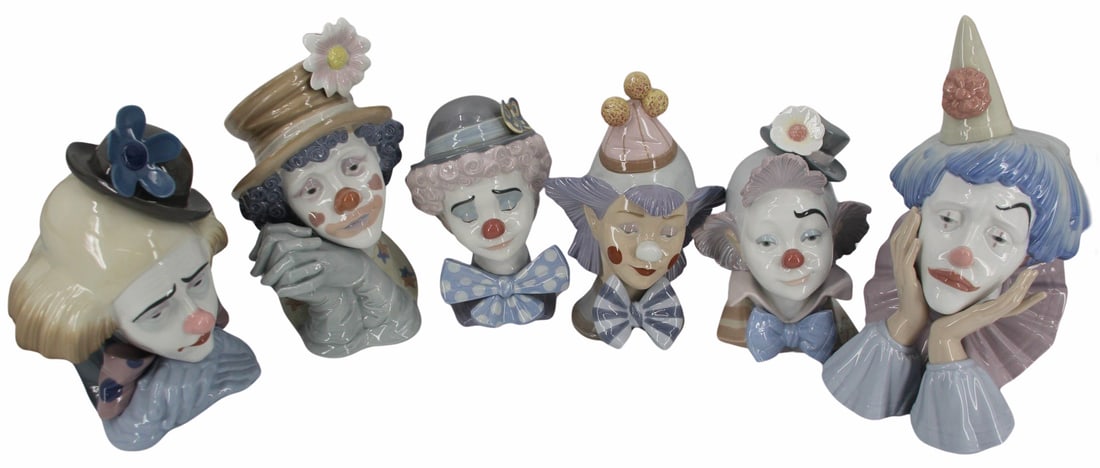 Grouping of Six Lladro Clown Figures (1 of 9)