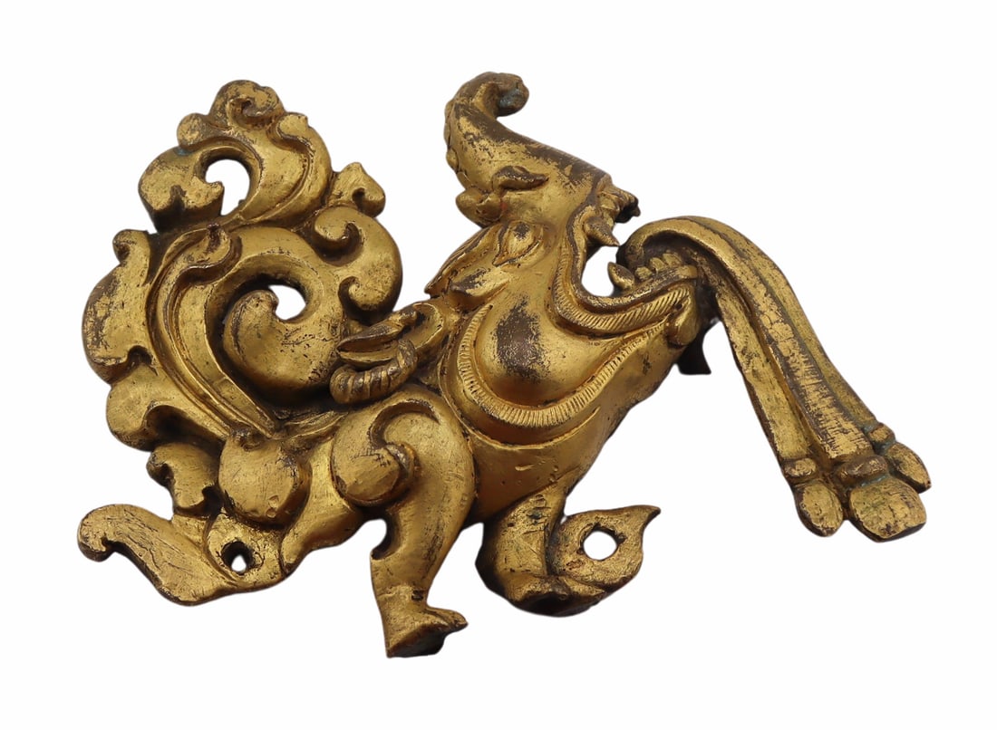 Chinese Gilt Bronze of a Mythical Beast. (1 of 7)