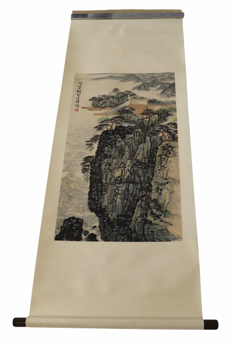 QUAN SONG YAN Chinese Landscape Scroll Painting. (1 of 8)