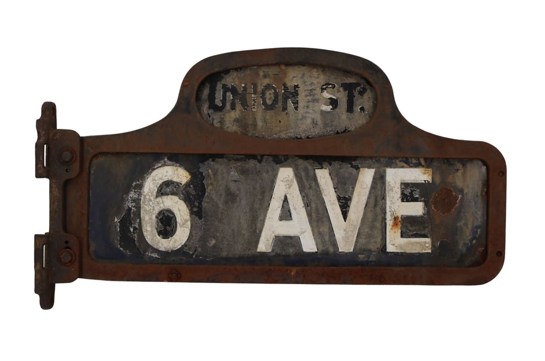 6th Ave NYC Subway In Iron Bracket Holder. (1 of 9)