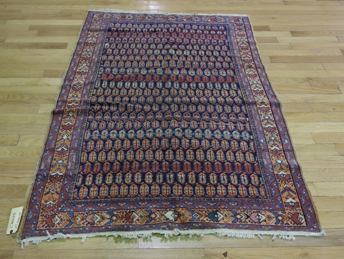 Semi Antique & Finely Hand Knotted Carpet .: From a Chappaqua NY estate. Dimensions: 6ft4" x 4ft4"