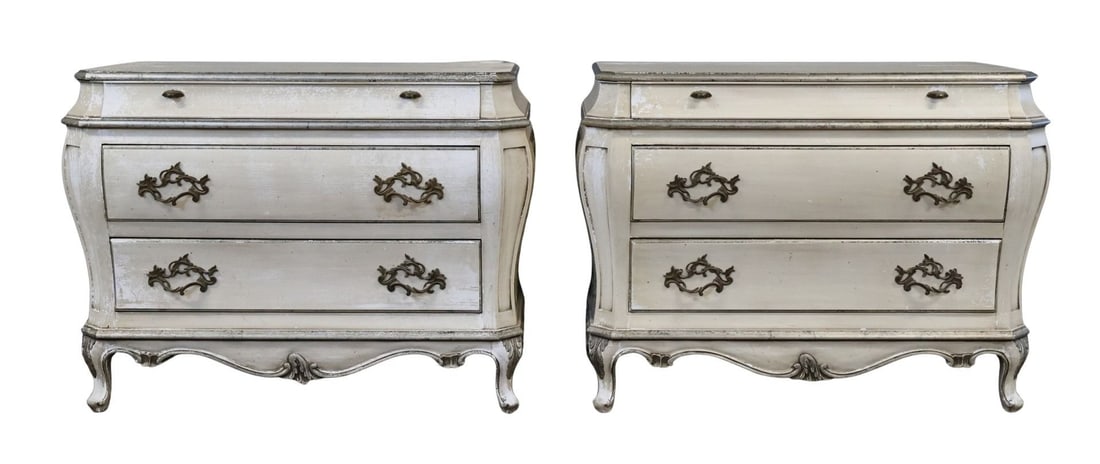 A Vintage Pair Of Louis XV Style Bombe Commodes (1 of 7)