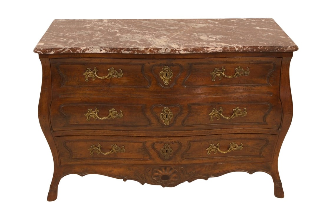 Louis XV Style Carved Drop Front Marbletop (1 of 7)