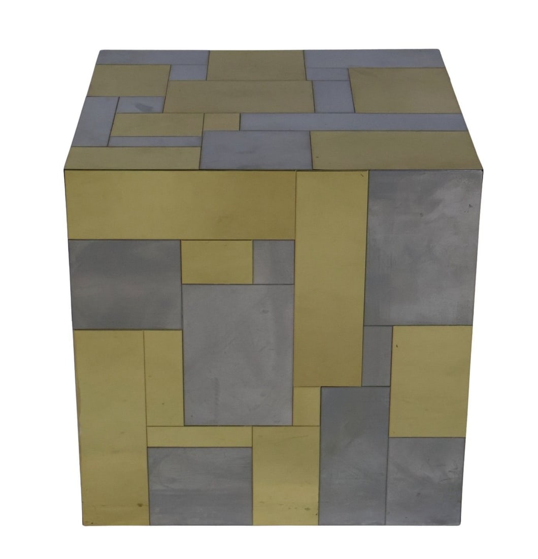 Vintage Paul Evans Cityscape Cube Table.: From a New Rochelle NY estate. - Dimensions: 21" x 20" x 20"
