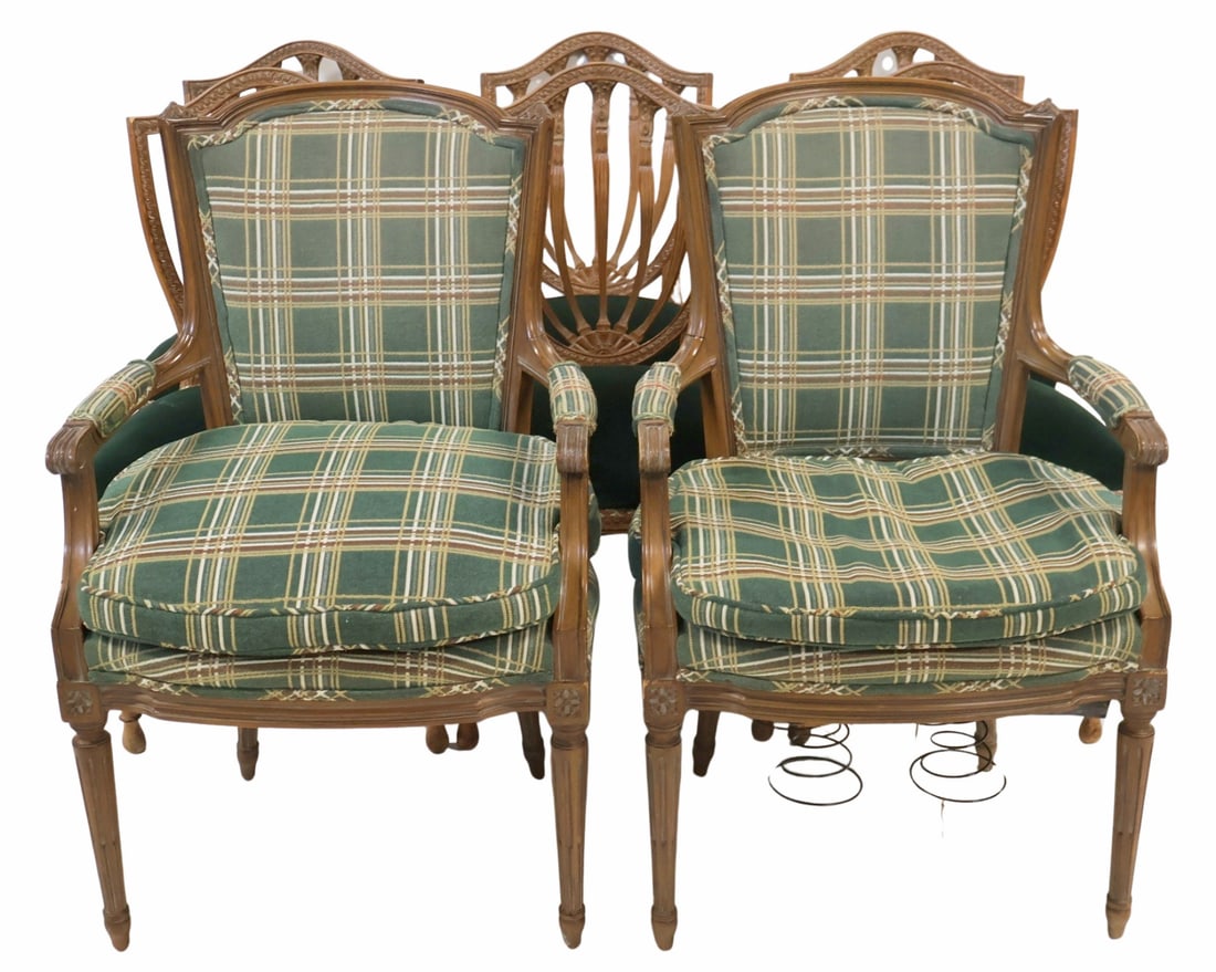 Set of 6 & Pair of Vintage Arm Chairs. (1 of 8)