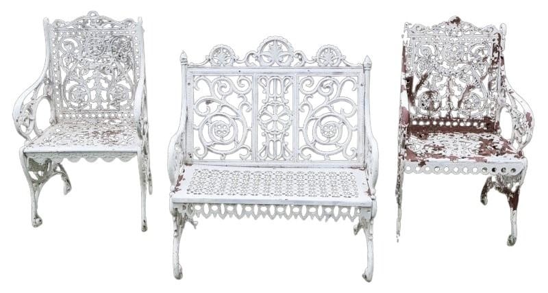Antique Cast Iron Settee and 2 Chairs. (1 of 7)