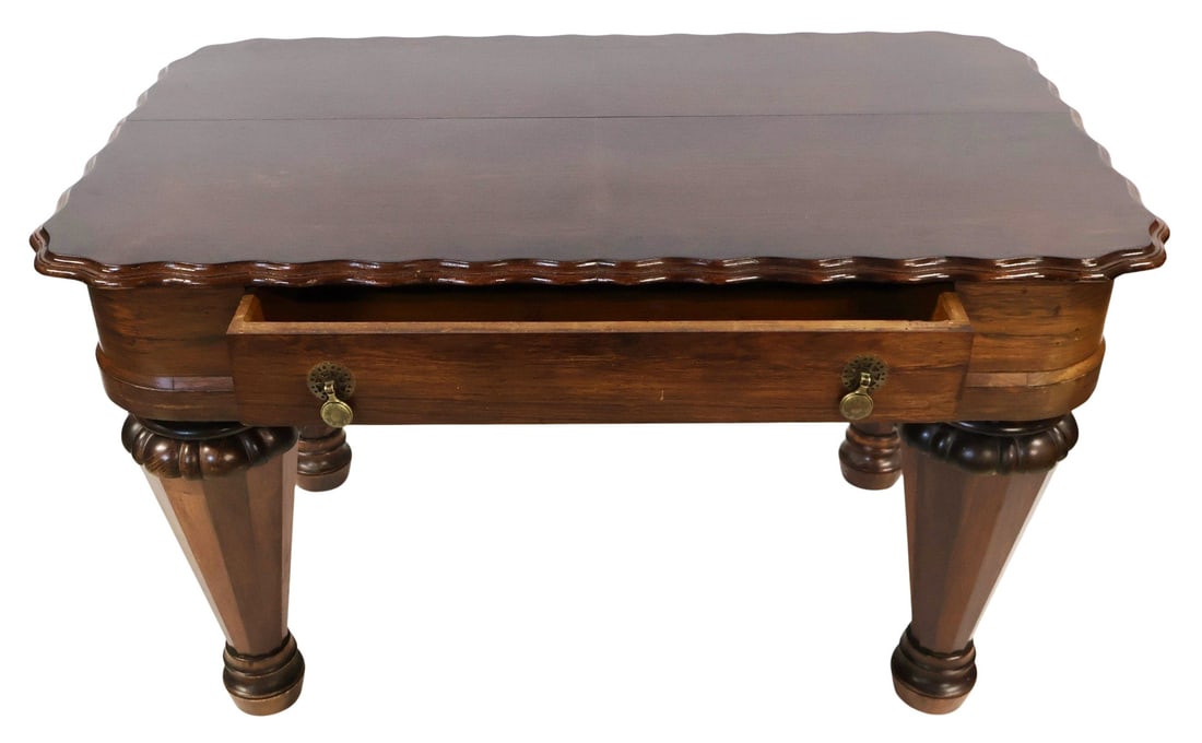 Antique One Drawer Rosewood Desk.: From a Mamaroneck, NY estate. - Dimensions: 31" h x 50" w x 32" d.