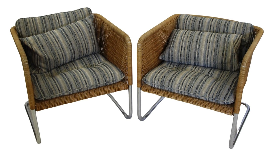 Pair of Harvey Probber (?) Rattan Chairs (1 of 7)