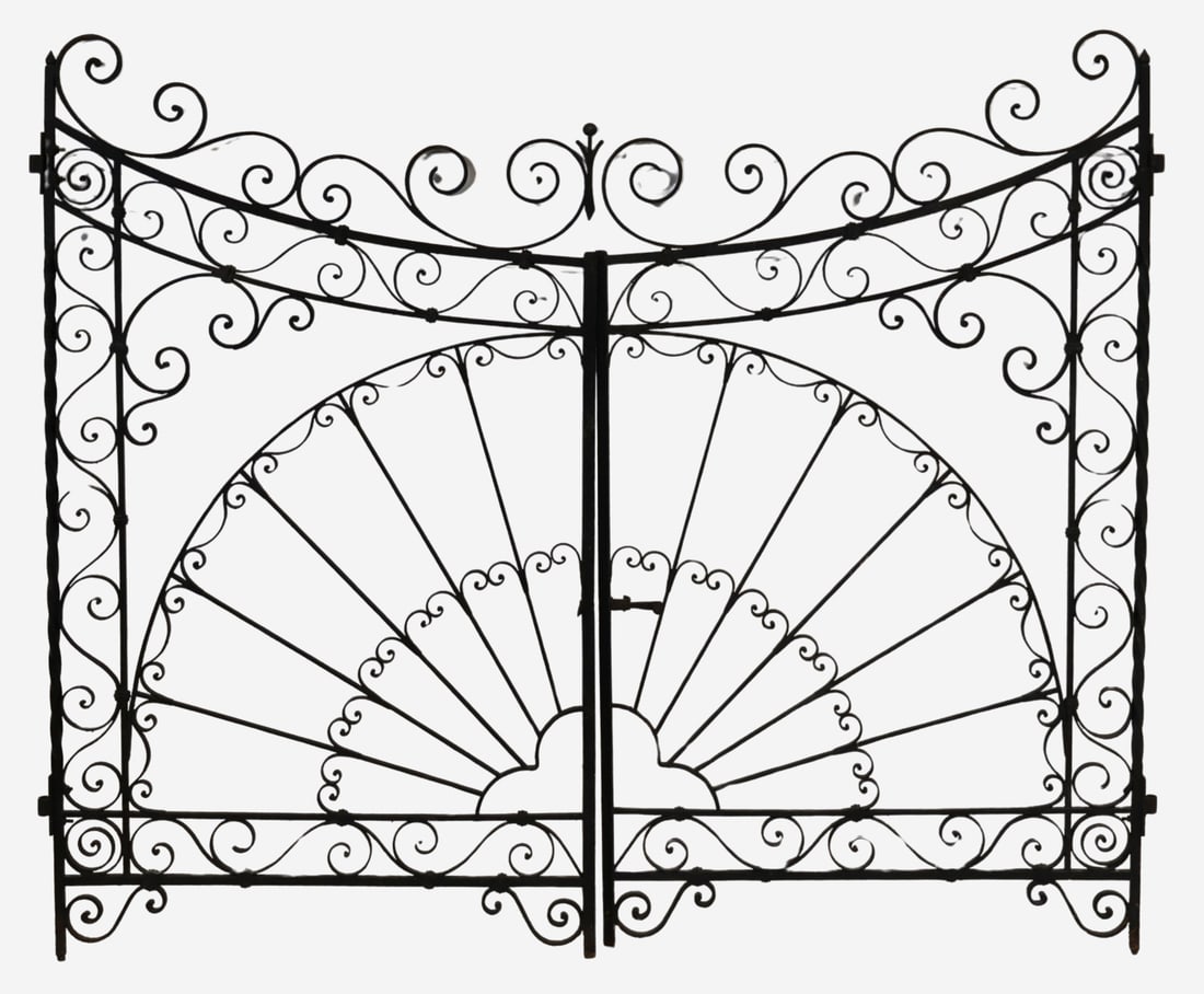 Vintage Pair of Wrought Iron Gates.: From a Scarsdale, NY estate. - Dimensions: 61" h x 37" d. (EACH GATE).