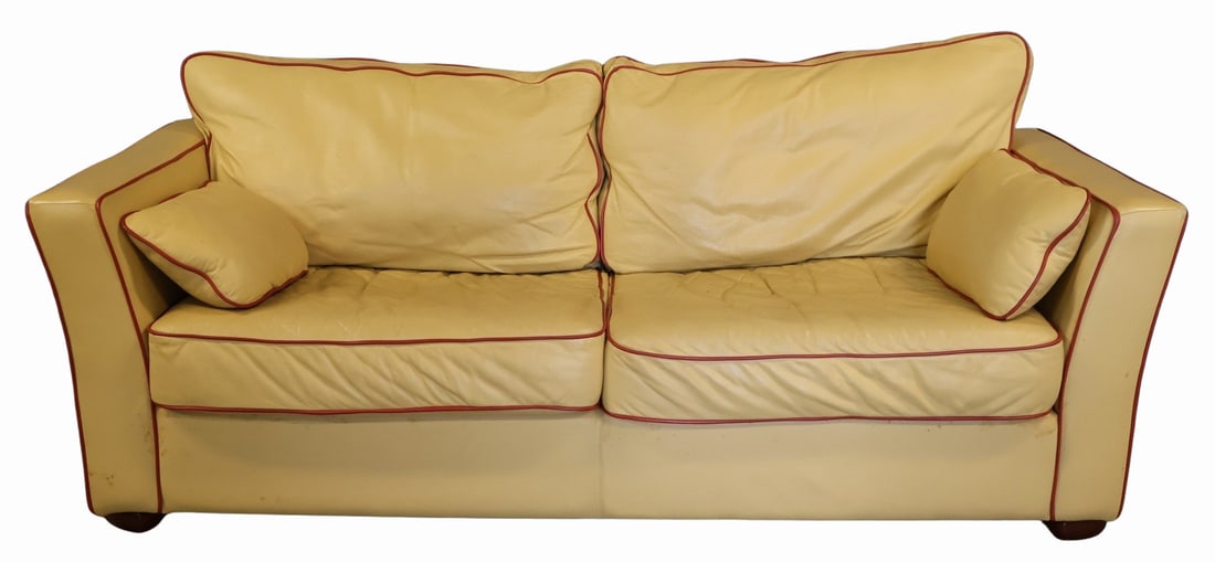 Art Deco Style Leather Upholstered Sofa. (1 of 8)