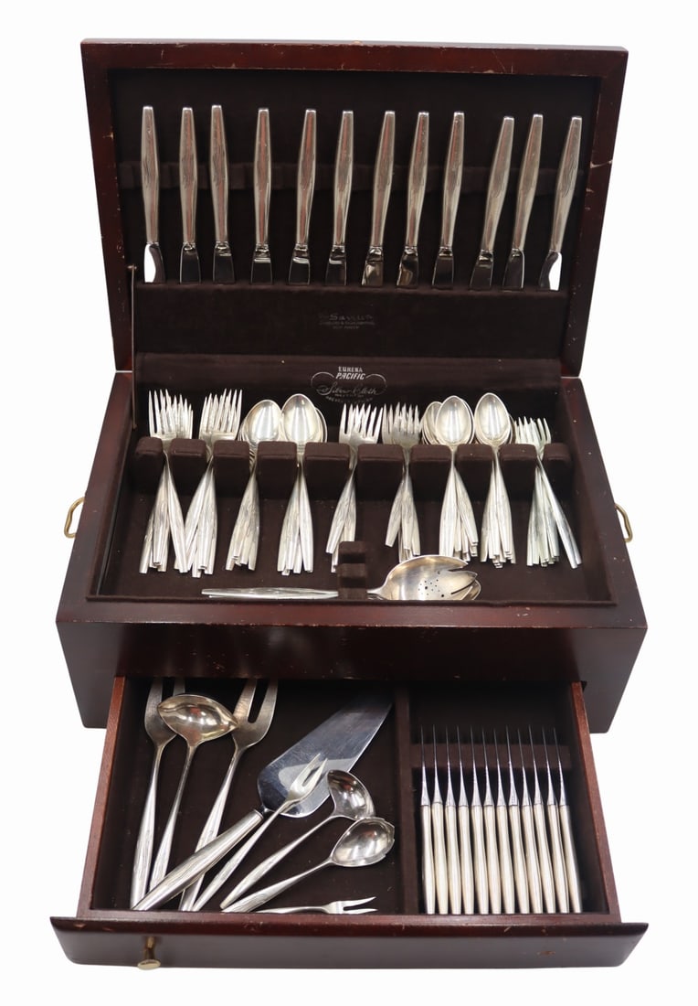 STERLING. S. Kirk & Son Sterling Flatware Set.: Monogrammed S. Kirk & Son Signet flatware service including (12) individual salad forks - approx. 7 1/8" in length; (12) forks - approx. 7 1/2" in length; (24) teaspoons - approx. 6 1/4&