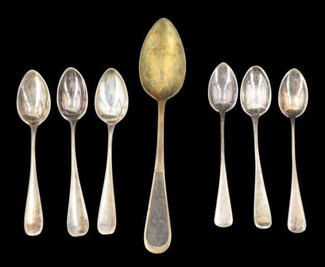 SILVER. Assorted Russian .875 Silver Spoons. (1 of 10)