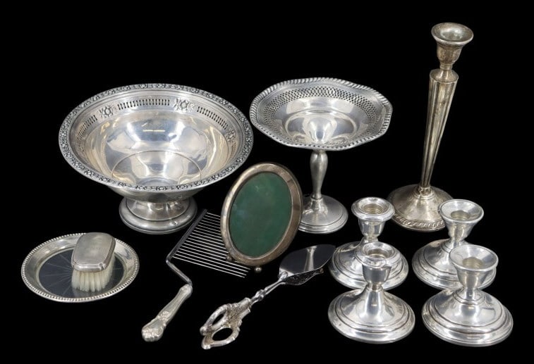 STERLING. Assorted Weighted Sterling Hollowware. (1 of 10)