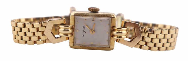 JEWELRY. Lady's Vintage 14kt Gold Bracelet Watch. (1 of 6)